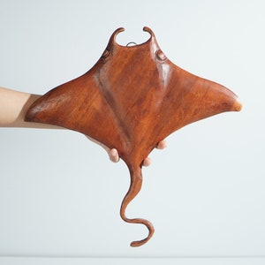 Manta Ray Sculpture, Wooden Statue, Wood Wall Art, Wood Carving, Marine Life, Beach Wall Art, Office Decor, Natural Piece, Gift for Mother