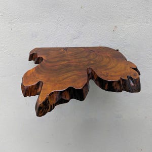 Live edge floating shelf natural wood bookshelf wall mounted handmade sculpture decor home art