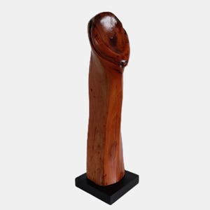 Red Mahogany Wooden Sculpture - Organic Abstract Art - Handmade Wood Carving - Modern Natural Decor - Unique Gift, Nature Inspired Sculpture