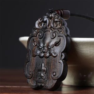 Hand-Carved Wooden Pendant – Nature-Inspired Jewelry Rustic Wood Necklace – Handmade Natural Pendant