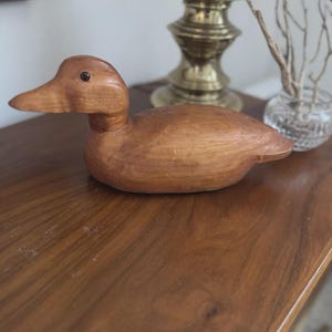 Antique Hand Carved Wooden Duck Decoy Natural NY Hand-Crafted